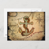 沿岸ビーチ航海の地図ヴィンテージいかり ポストカード (正面/裏面)