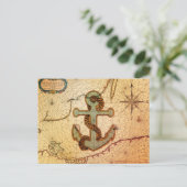 沿岸ビーチ航海の地図ヴィンテージいかり ポストカード (スタンド正面)