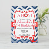 沿岸ビーチ航海の海ハッピーバースデー 招待状 (スタンド正面)