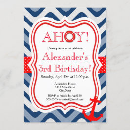 沿岸ビーチ航海の海ハッピーバースデー 招待状