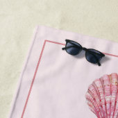 沿岸ピンクパーソナライズされた貝 ビーチタオル (インサイチュ)