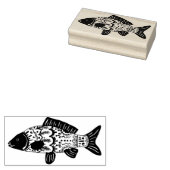 沿岸フローラパターン(の模様が)ある魚 ラバースタンプ (押印)