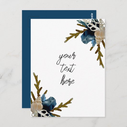 沿岸フローラブーケ海中の折り畳みグリーティングカード ポストカード (正面/裏面)