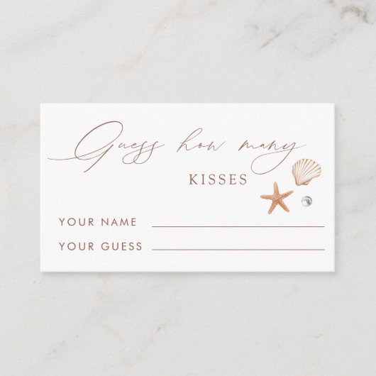 沿岸ブライダルシャワー何人のキスブライダルゲーム エンクロージャーカード (正面)