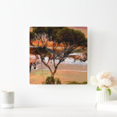 「沿岸ホップ：油の海岸のカンガルー」 スクエア壁時計 (ホーム)