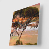 「沿岸ホップ：油の海岸のカンガルー」 スクエア壁時計 (傾斜)