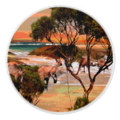 「沿岸ホップ：油の海岸のカンガルー」 セラミックノブ (正面)