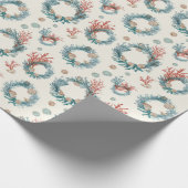 沿岸マリンビンテージクリスマスリースのパターン ラッピングペーパー (角)