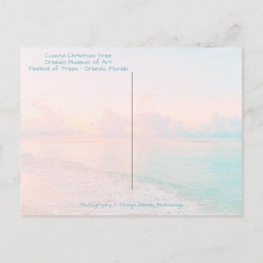 沿岸メリーのクリスマス熱帯ビーチと木 シーズンポストカード (裏面)