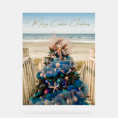 沿岸メリークリスマストロピカルビーチホリデーツリー アクリルサイン (正面)