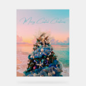 沿岸メリークリスマストロピカルビーチホリデーツリー アクリルサイン (正面)