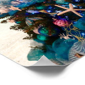 沿岸メリークリスマストロピカルビーチホリデーツリー ポスター (角)