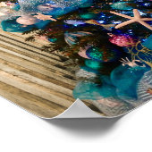 沿岸メリークリスマストロピカルビーチホリデーツリー ポスター (角)