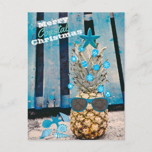 沿岸メリークリスマスパイナップルツリーのビーチ ポストカード (正面)