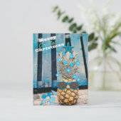 沿岸メリークリスマスパイナップルツリーのビーチ ポストカード (スタンド正面)