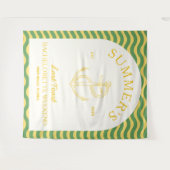 沿岸モダントロピカルレトロバチェロレットイエロー タペストリー (正面(横))