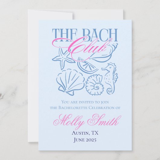 沿岸モダンバチェロレッテ週末の日程 招待状 (正面)