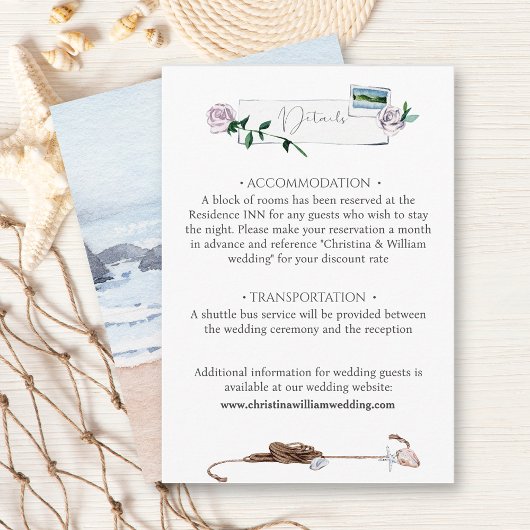 沿岸モダンビーチ水の色結婚の エンクロージャーカード