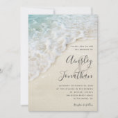 沿岸モダン夏ビーチ結婚式 招待状 (正面)
