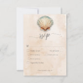 沿岸モダン海の海の砂の結婚夕食 出欠カード (正面)