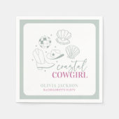 沿岸モダン航海の女性のカーボーイバチェロレッテ スタンダードカクテルナプキン (正面)