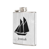 沿岸モダン黒帆船と白木の板 フラスク (左)