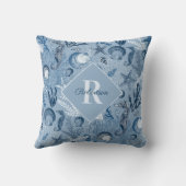 沿岸モノグラムブルー海シーライフ クッション (裏面)