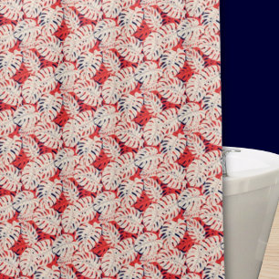 沿岸モンステラの葉パターン(の模様が)あるのシャワーカーテン シャワーカーテン