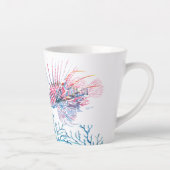 沿岸ライオンフィッシュ熱帯魚の水彩画 カフェラテマグ (右)