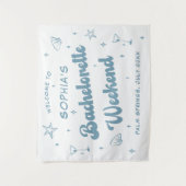 沿岸レトロビーチほこりっぽいブルーバチェロレッテ タペストリー (正面)