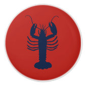 沿岸ロブスターネイビーブルーと赤航海の色 セラミックノブ (正面)