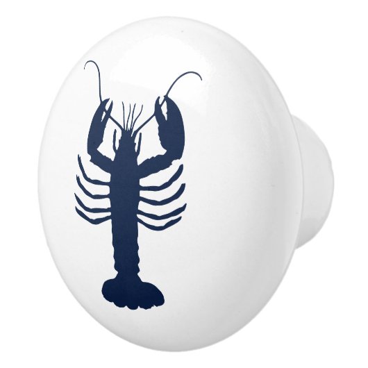 沿岸ロブスターネイビーブルー&ホワイト セラミックノブ (右)