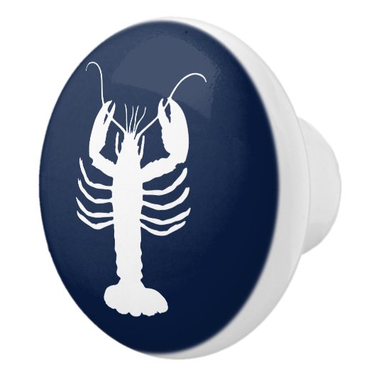 沿岸ロブスターネイビーブルー&ホワイト セラミックノブ (右)