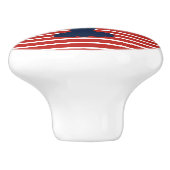 沿岸ロブスターレッドホワイトとブルー航海のストライプ セラミックノブ (側面)