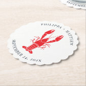沿岸ロブスター沸騰ビーチ結婚式カスタム ペーパーコースター (アングル)