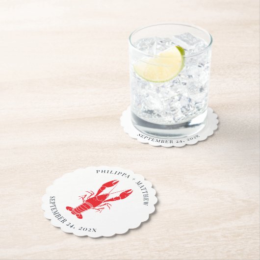 沿岸ロブスター沸騰ビーチ結婚式カスタム ペーパーコースター (インサイチュ)