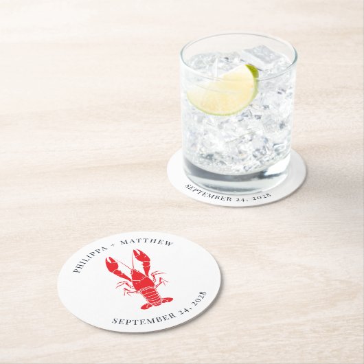 沿岸ロブスター沸騰ビーチ結婚式 ラウンドペーパーコースター (インサイチュ)