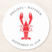 沿岸ロブスター沸騰ビーチ結婚式 ラウンドペーパーコースター (正面)