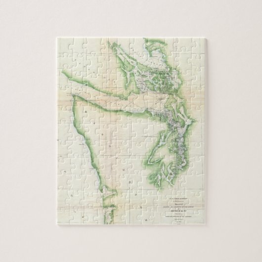 沿岸ワシントン州(1857年)のヴィンテージの地図 ジグソーパズル (縦)