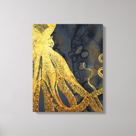 沿岸ヴィンテージタコ金ゴールドブラックブルーウォーター色 キャンバスプリント