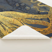 沿岸ヴィンテージタコ金ゴールドブラックブルーウォーター色 シェルパブランケット (3/4)