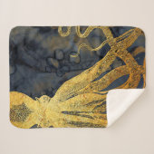 沿岸ヴィンテージタコ金ゴールドブラックブルーウォーター色 シェルパブランケット (正面(横))