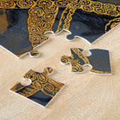 沿岸ヴィンテージタコ金ゴールドブラックブルーウォーター色 ジグソーパズル (側面)