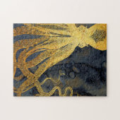 沿岸ヴィンテージタコ金ゴールドブラックブルーウォーター色 ジグソーパズル (横)