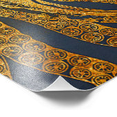 沿岸ヴィンテージタコ金ゴールドブラックブルーウォーター色 フォトプリント            (角)