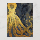 沿岸ヴィンテージタコ金ゴールドブラックブルーウォーター色 ポストカード (正面)