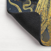 沿岸ヴィンテージ金ゴールドブラックタコのインク水色 マウスパッド (コーナー)