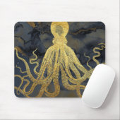 沿岸ヴィンテージ金ゴールドブラックタコのインク水色 マウスパッド (マウス)
