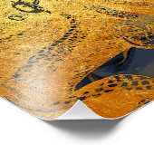 沿岸ヴィンテージ金ゴールドブルーブラックタコ水彩 フォトプリント            (角)