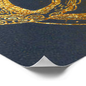 沿岸ヴィンテージ金ゴールドブルーブラックタコ水彩 ポスター (角)